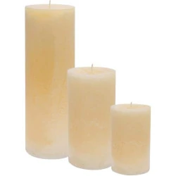 Bougies piliers Nicola Spring, parfum vanille, crème, 3 pièces