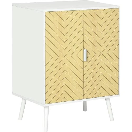 Buffet Meuble Rangement sur Pieds Scandinave Homcom, Blanc, Bois Clair - Vue principale