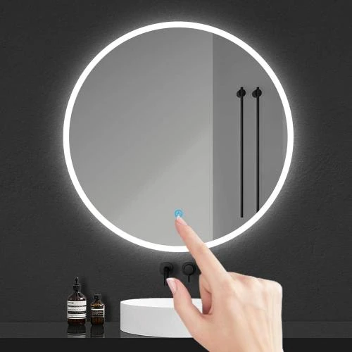 Zoom sur Miroir Rond Lumineux Xinyang, LED, Anti-buée, Blanc Froid
