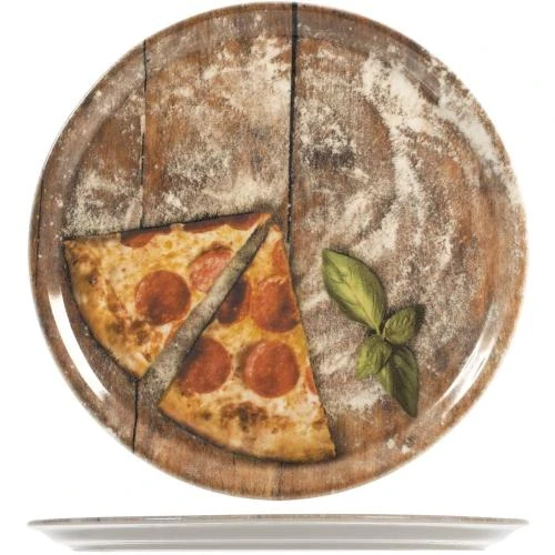 Assiettes pizza porcelaine, lot 6, design assorti - Vue principale