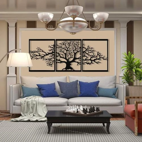 Détail de Décoration Murale Arbre de Vie, Métal, Salon, Chambre