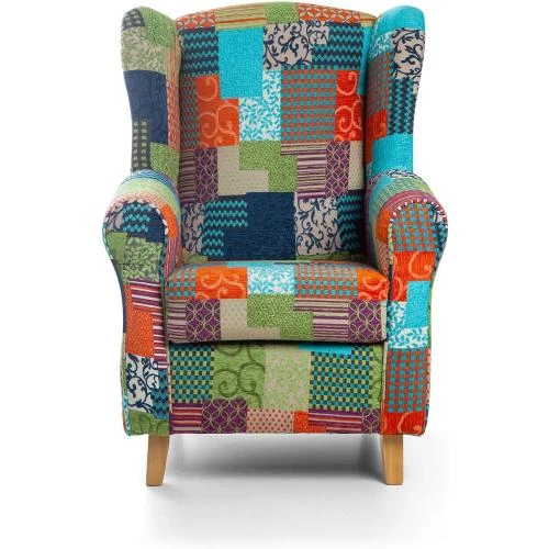Détail de Fauteuil allaitement multicolore patchwork, confort optimal, design moderne