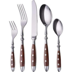 Couverts GRAWE inoxydables 30 pièces, rustiques, marron