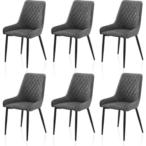 Chaises TUKAILAI simili cuir, métal, gris, lot de 4 - Vue principale