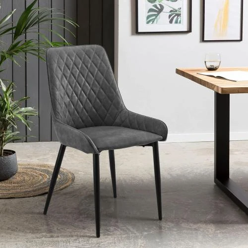 Détail de Chaises TUKAILAI simili cuir, métal, gris, lot de 4