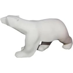 Sculpture ours blanc résine peinte à la main, 18 cm