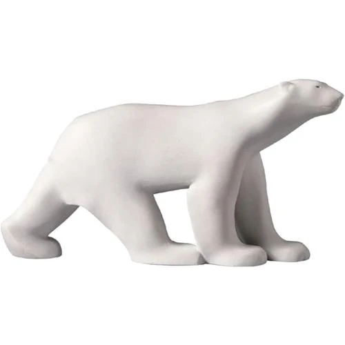 Détail de Sculpture ours blanc résine peinte à la main, 18 cm