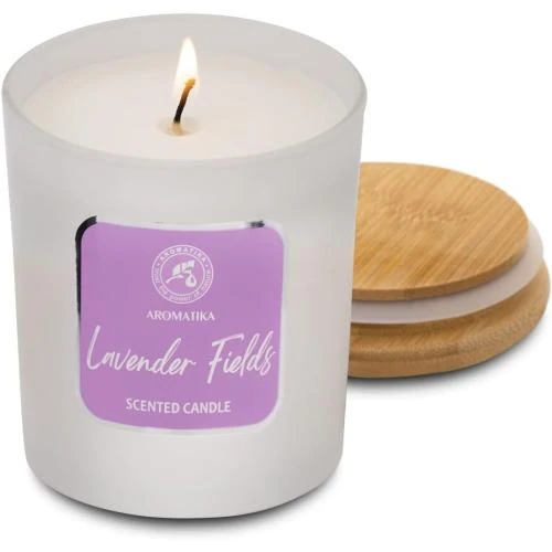 Détail de Bougie Parfumée Lavande, Cire de Soja, Aromathérapie Luxe