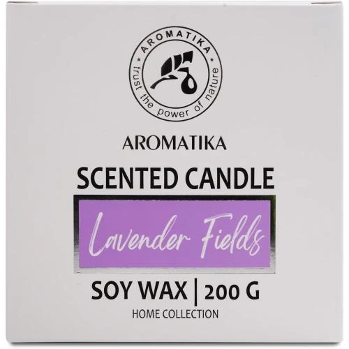 Zoom sur Bougie Parfumée Lavande, Cire de Soja, Aromathérapie Luxe