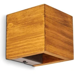 Applique murale LED Adak, cube lumineux, bois, métal, intensité variable