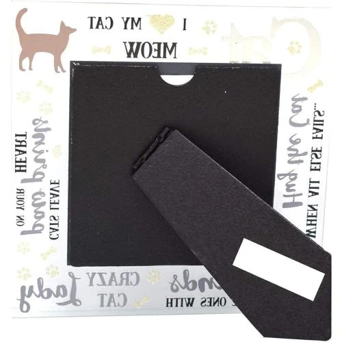 Détail de Cadre photo miroir 3D paillettes motif chat, I Love Cat