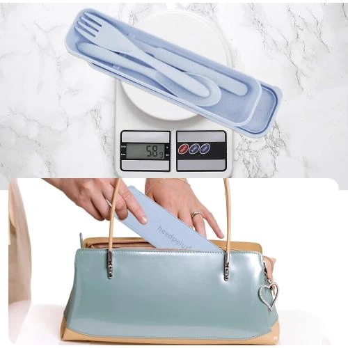 Zoom sur Couverts Réutilisables Heedpeiur Beige Bleu, Lot de 2