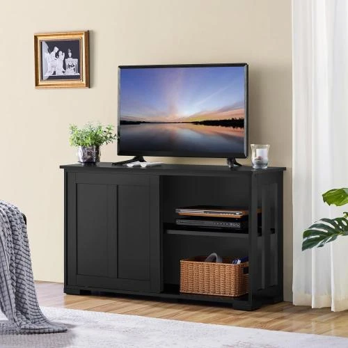 Détail de Buffet Salle à Manger Design, Étagère Réglable, Laque Noir