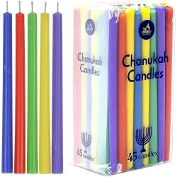 Bougies Hanouka Longues, Sans Gouttes, Multicolores, 45 Unités