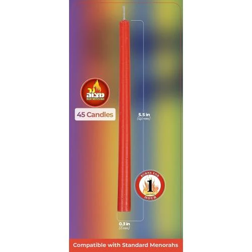 Détail de Bougies Hanouka Longues, Sans Gouttes, Multicolores, 45 Unités