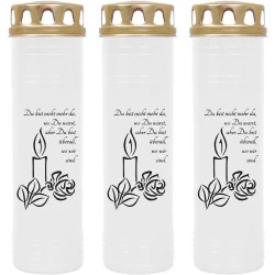 Bougies funéraires Hs Candle, lot de 3, blanches