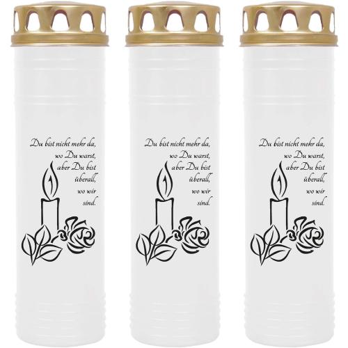 Présentation de Présentation Bougies funéraires Hs Candle, lot de 3, blanches