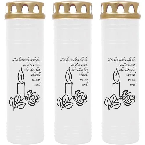 Bougies funéraires Hs Candle, lot de 3, blanches - Vue principale