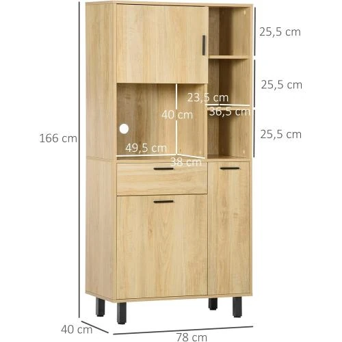Zoom sur Buffet Cuisine Armoire Multi Rangements, Tiroir, Placards, Niches