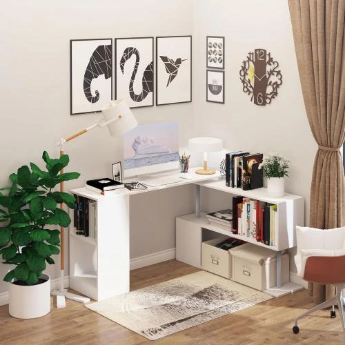 Détail de Bureau Informatique Modulable Blanc, Design Contemporain Zigzag