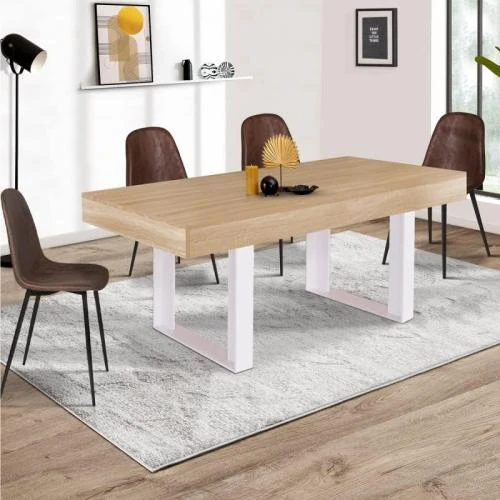 Détail de Table à Manger Rectangle Phoenix 6 Personnes Bois Blanc
