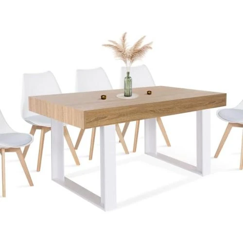Table à Manger Rectangle Phoenix 6 Personnes Bois Blanc - Vue principale
