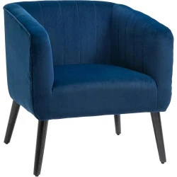 Fauteuil Moderne Rembourré Velours Bleu, Style Nordique