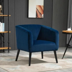 Fauteuil Moderne Rembourré Velours Bleu, Style Nordique en situation