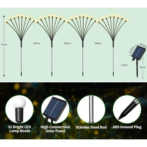 Détail de Lumières Solaires Jardin, Lucioles Décoratives Vibrantes