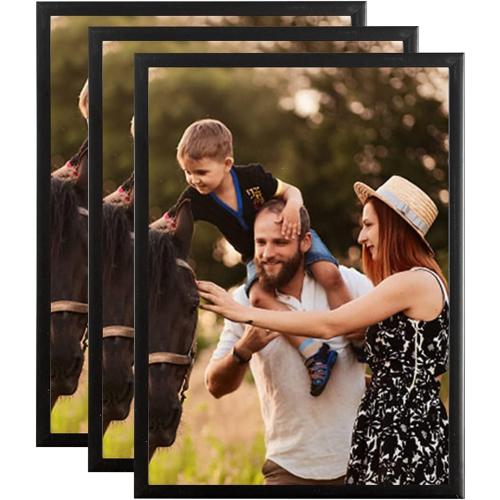 Présentation de Présentation Innova Cadres Photo A4 Noir, Lot de 3, Vitre Plexi