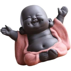 HEALLILY Statue Bouddha Rieur Maitreya, Décoration Céramique en situation