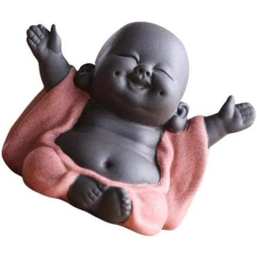 Zoom sur HEALLILY Statue Bouddha Rieur Maitreya, Décoration Céramique