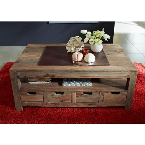 Détail de Table Basse Bois Massif Palissandre Nature Grey