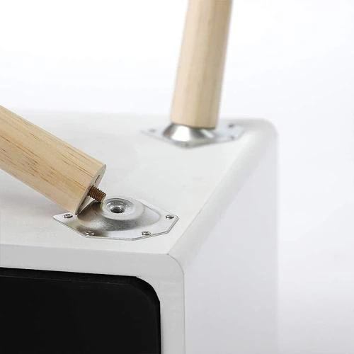 Zoom sur Table de Chevet, Table Nuit, 2 Tiroirs, Blanc Noir
