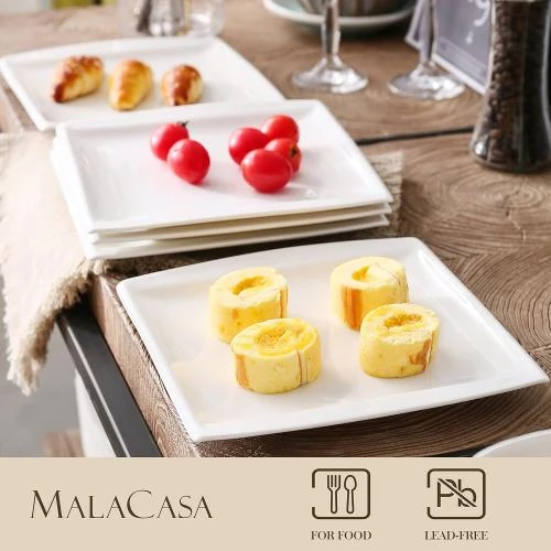 Zoom sur Assiette à dessert porcelaine blanche, 6 pièces MALACASA
