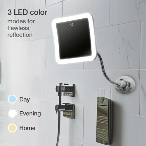 Zoom sur Miroir Grossissant 10x, LED, Rechargeable, Flexible, Ventouse