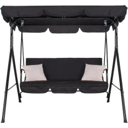 Balancelle de Jardin SPRINGOS, Toit, Coussin Noir
