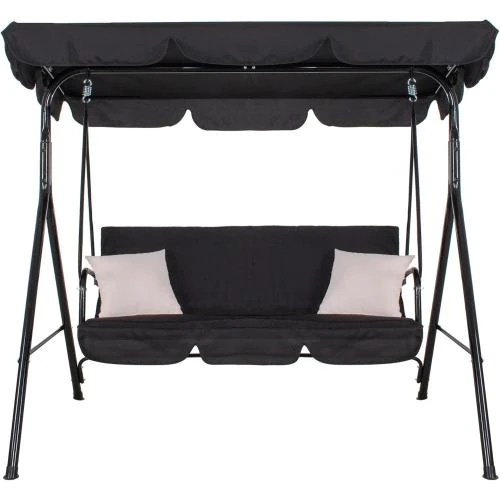 Balancelle de Jardin SPRINGOS, Toit, Coussin Noir - Vue principale