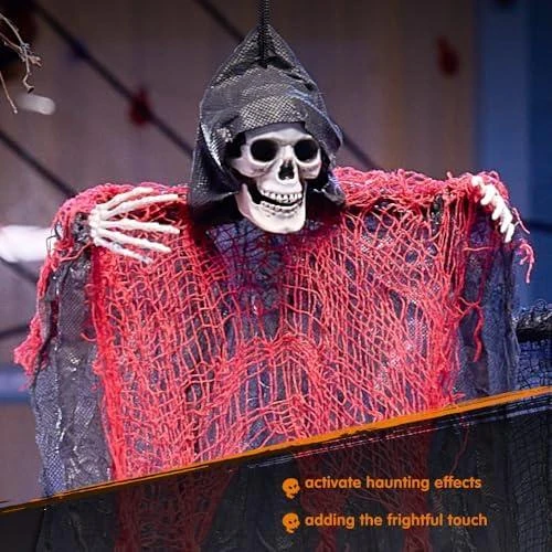 Zoom sur Faucheuses Suspendues Halloween, Squelettes Fantômes, Décoration Maison Hantée