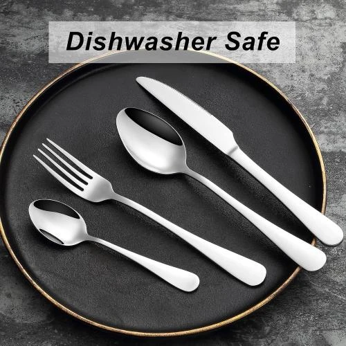 Zoom sur Pleafind Couverts 24 pièces Acier Inoxydable Miroir