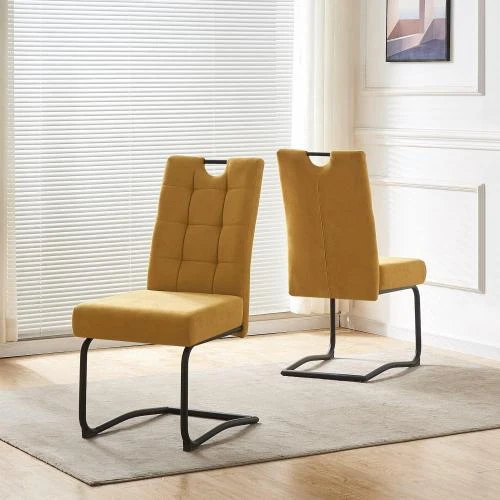 Détail de Chaises Salle à Manger Sofia, Lot 2, Jaune Moutarde