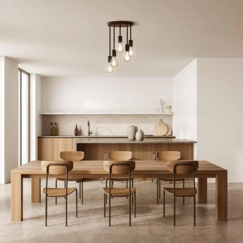 Détail de Plafonnier rétro, 5 douilles, lampe suspension industrielle