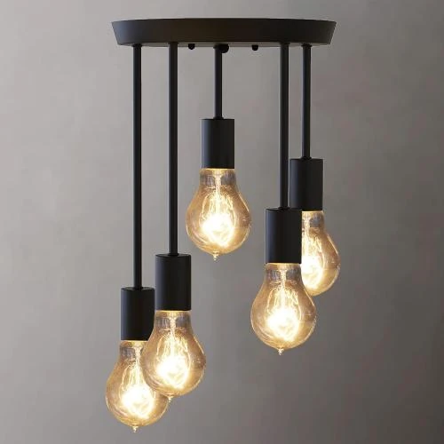 Plafonnier rétro, 5 douilles, lampe suspension industrielle - Vue principale