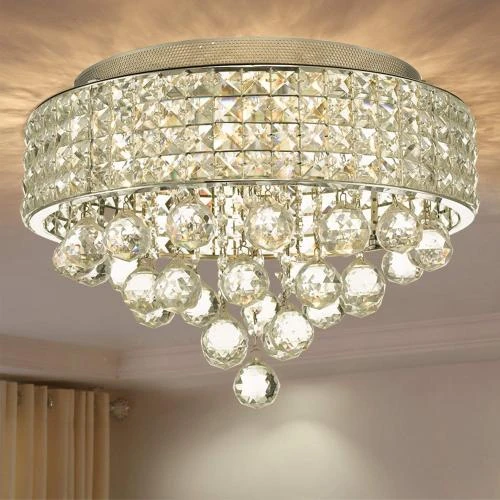 Détail de Lustre Cristal Moderne Élégant 6 Lumières G9 pour Salon