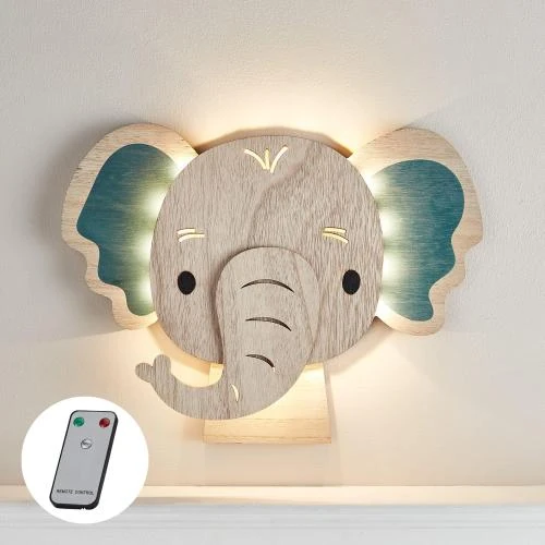 Applique Murale Enfant Éléphant Lights4fun, 34 LED Blanc Chaud - Vue principale