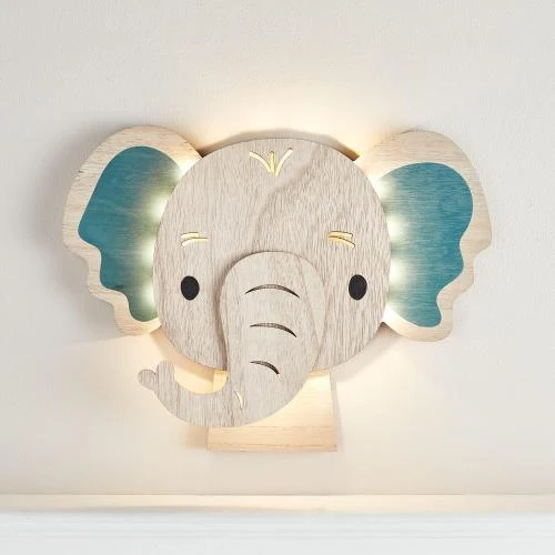 Zoom sur Applique Murale Enfant Éléphant Lights4fun, 34 LED Blanc Chaud