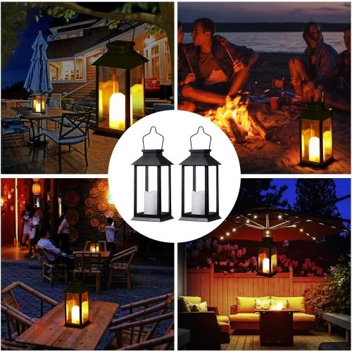 Zoom sur Lanterne solaire jardin Tomshine, 2 pcs LED décoratives