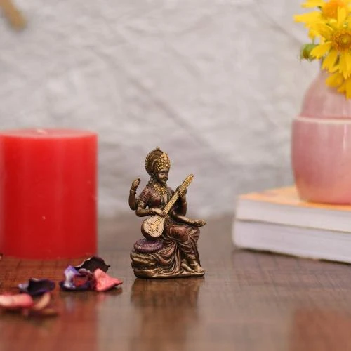 Zoom sur Collectible India Statue Saraswati, Idole Déesse Hindoue