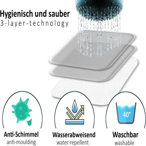 Zoom sur Rideau de Douche Imperméable avec Tableau Périodique - Lavable, Anti-Moisissure