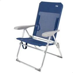 Chaise Plage Pliable AKTIVE, Plastique Aluminium, Bleu